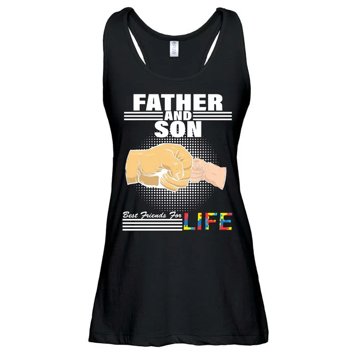 Father And Son Friends For Life Autism Awareness Ladies Essential Flowy Tank