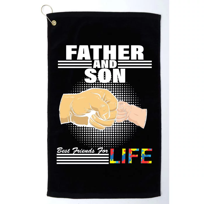 Father And Son Friends For Life Autism Awareness Platinum Collection Golf Towel