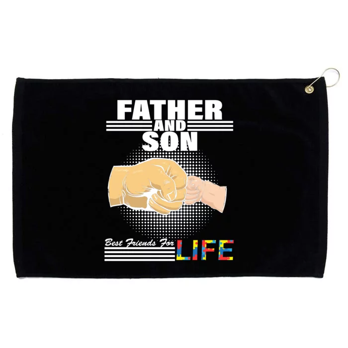 Father And Son Friends For Life Autism Awareness Grommeted Golf Towel