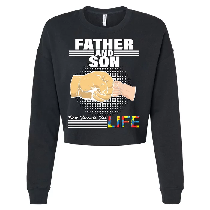 Father And Son Friends For Life Autism Awareness Cropped Pullover Crew