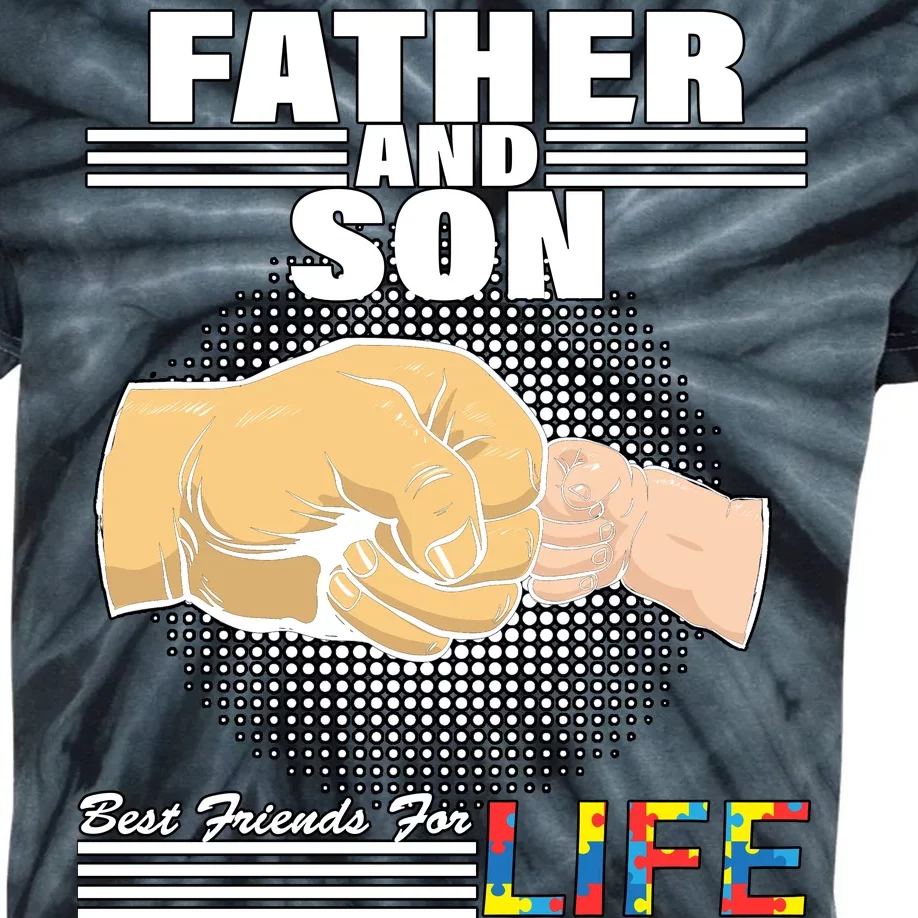 Father And Son Friends For Life Autism Awareness Kids Tie-Dye T-Shirt