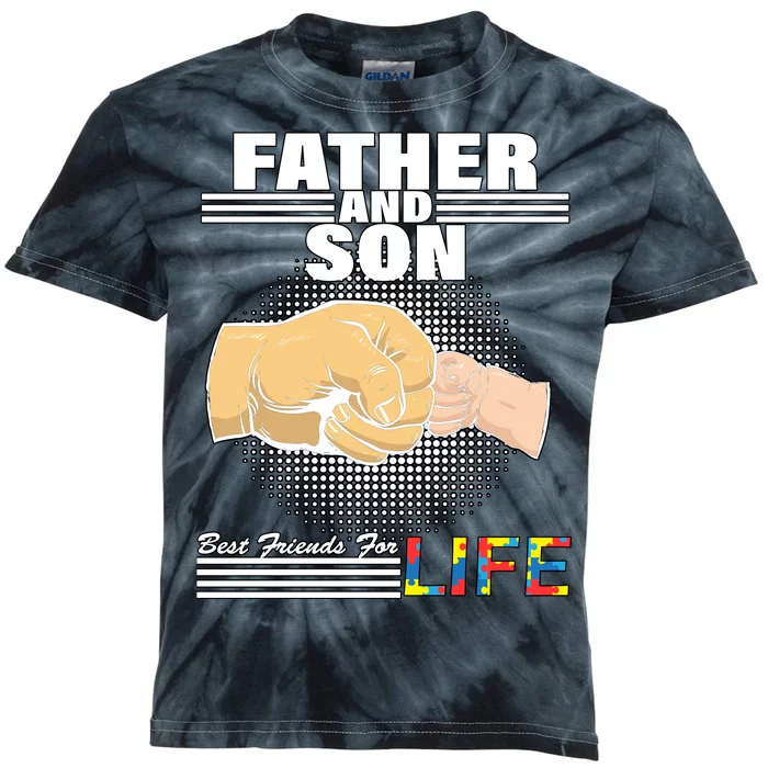 Father And Son Friends For Life Autism Awareness Kids Tie-Dye T-Shirt