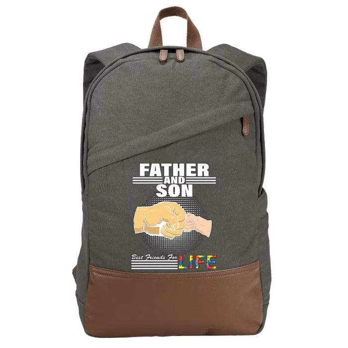 Father And Son Friends For Life Autism Awareness Cotton Canvas Backpack