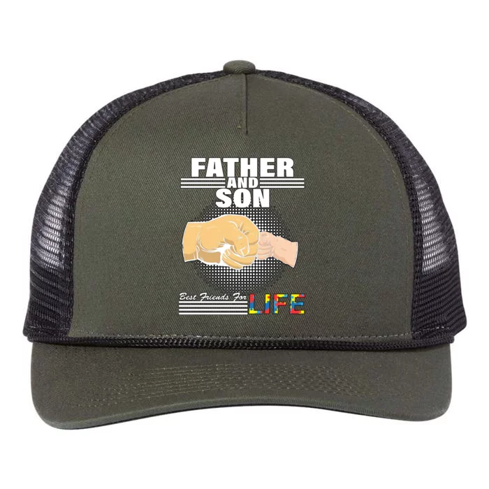 Father And Son Friends For Life Autism Awareness Retro Rope Trucker Hat Cap