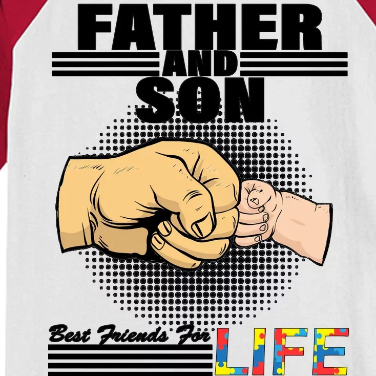 Father And Son Friends For Life Autism Awareness Kids Colorblock Raglan Jersey