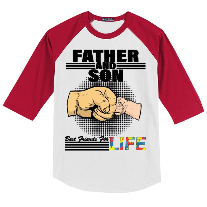 Father And Son Friends For Life Autism Awareness Kids Colorblock Raglan Jersey