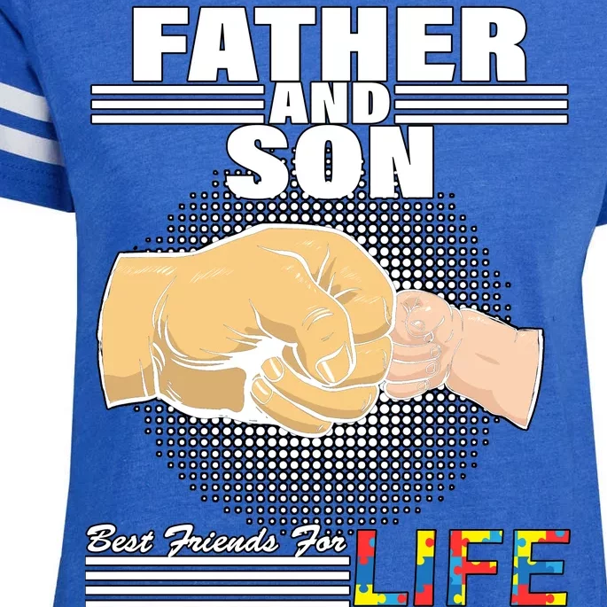 Father And Son Friends For Life Autism Awareness Enza Ladies Jersey Football T-Shirt