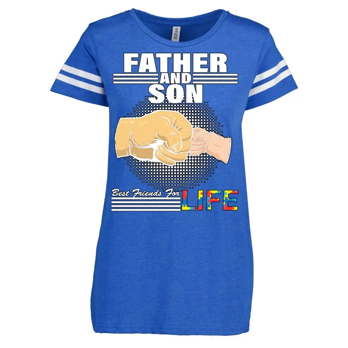 Father And Son Friends For Life Autism Awareness Enza Ladies Jersey Football T-Shirt