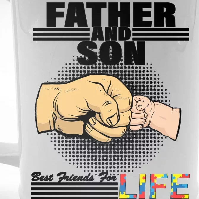 Father And Son Friends For Life Autism Awareness Front & Back Beer Stein