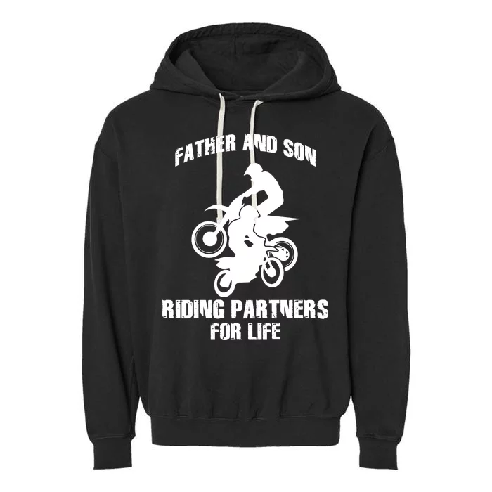 Father And Son Riding Partners For Life Motocross Garment-Dyed Fleece Hoodie