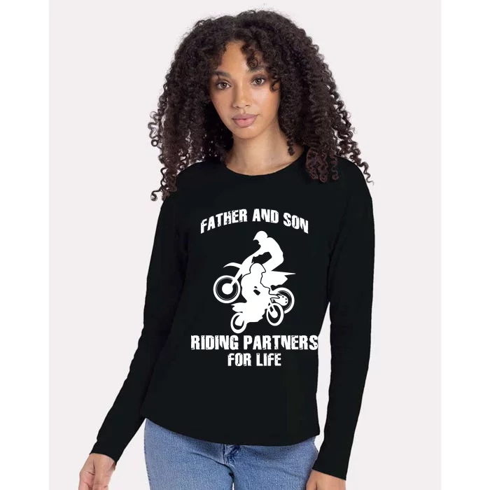 Father And Son Riding Partners For Life Motocross Womens Cotton Relaxed Long Sleeve T-Shirt