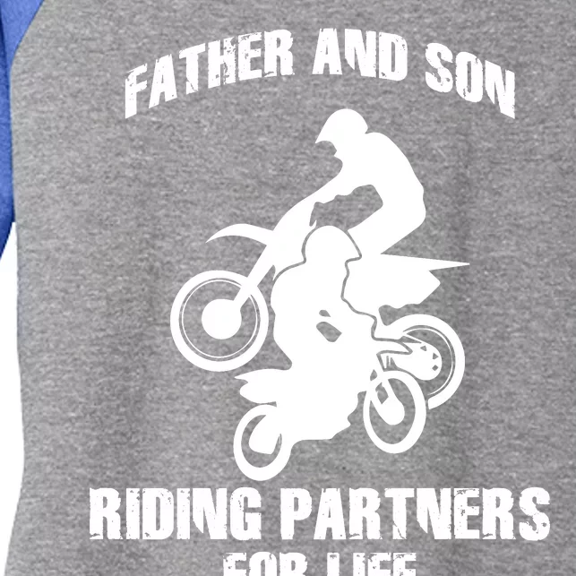 Father And Son Riding Partners For Life Motocross Women's Tri-Blend 3/4-Sleeve Raglan Shirt