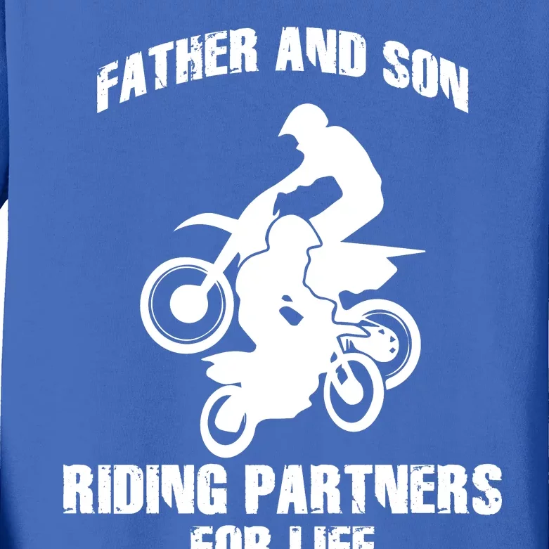 Father And Son Riding Partners For Life Motocross Kids Long Sleeve Shirt