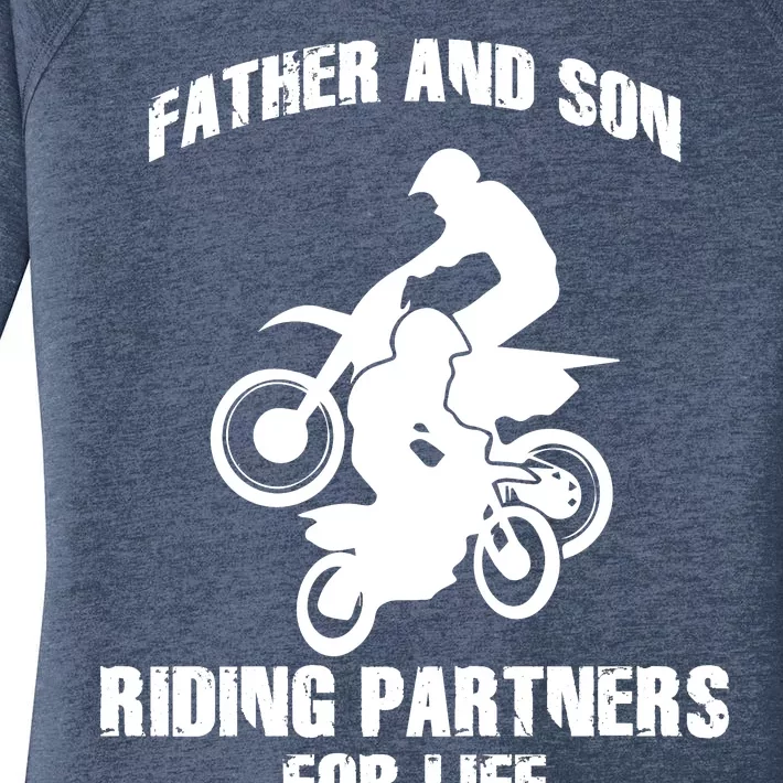 Father And Son Riding Partners For Life Motocross Women's Perfect Tri Tunic Long Sleeve Shirt