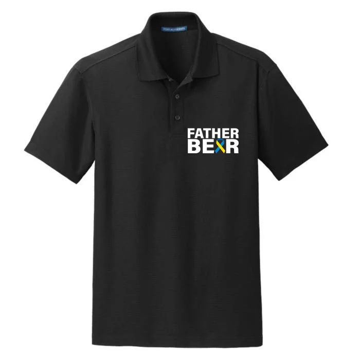 Father Bear Down Syndrome Awareness Dry Zone Grid Performance Polo