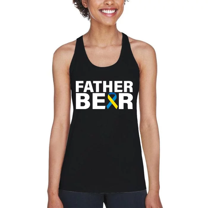 Father Bear Down Syndrome Awareness Women's Racerback Tank