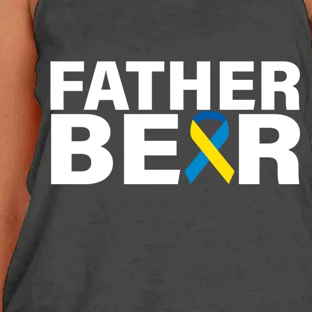 Father Bear Down Syndrome Awareness Women's Knotted Racerback Tank