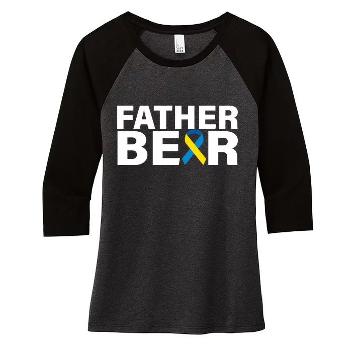 Father Bear Down Syndrome Awareness Women's Tri-Blend 3/4-Sleeve Raglan Shirt