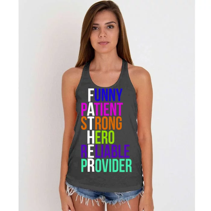 Father Funny Patient Strong Hero Provider Women's Knotted Racerback Tank