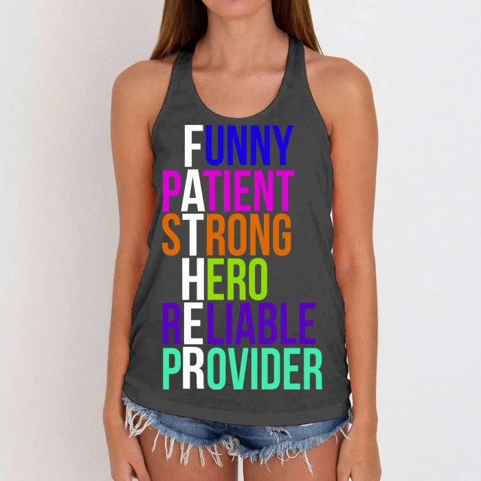 Father Funny Patient Strong Hero Provider Women's Knotted Racerback Tank