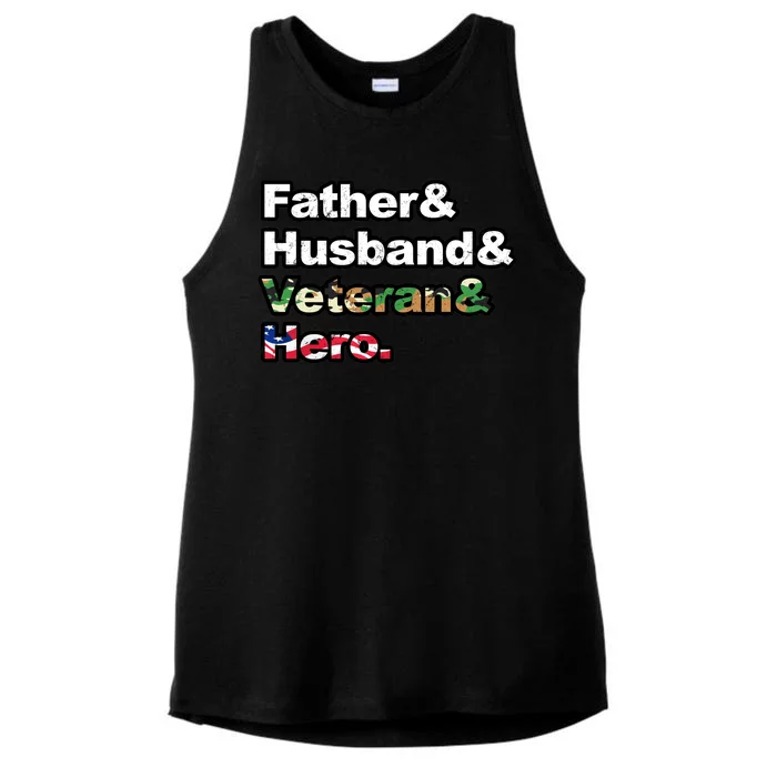 Father Husband Veteran Hero Ladies Tri-Blend Wicking Tank