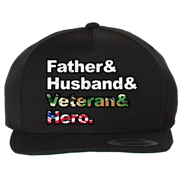 Father Husband Veteran Hero Wool Snapback Cap