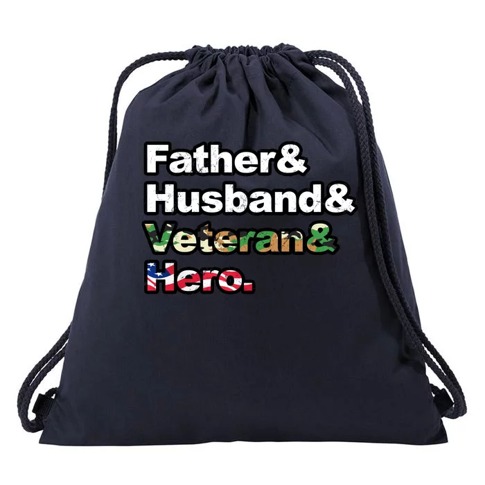 Father Husband Veteran Hero Drawstring Bag