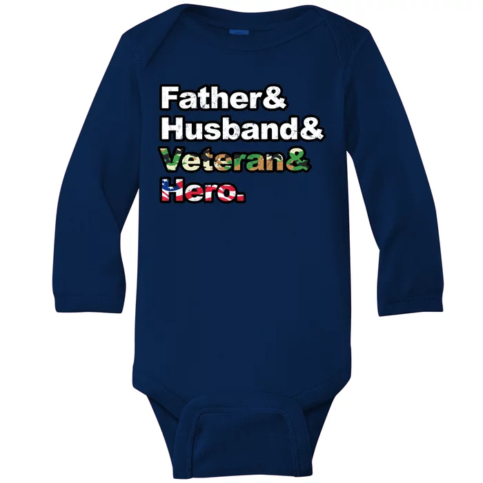 Father Husband Veteran Hero Baby Long Sleeve Bodysuit