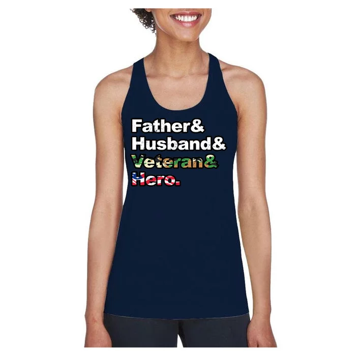 Father Husband Veteran Hero Women's Racerback Tank