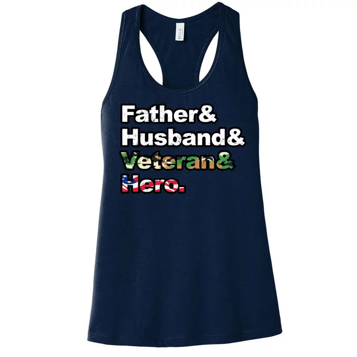 Father Husband Veteran Hero Women's Racerback Tank