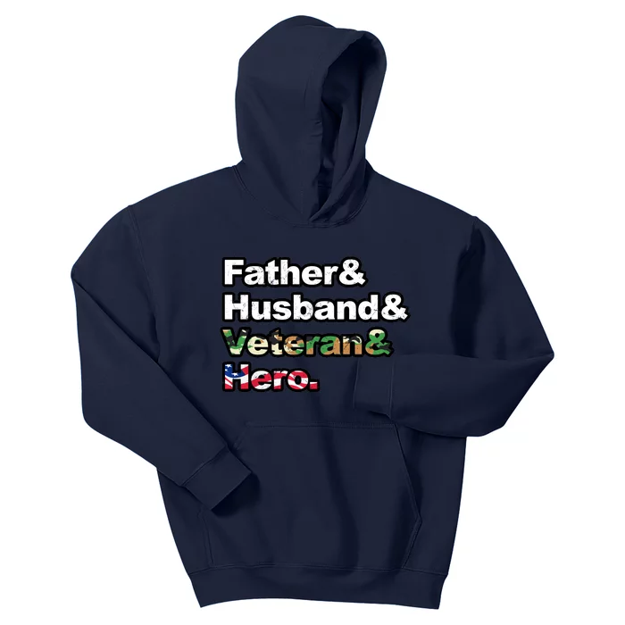 Father Husband Veteran Hero Kids Hoodie