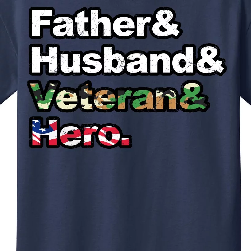 Father Husband Veteran Hero Kids T-Shirt