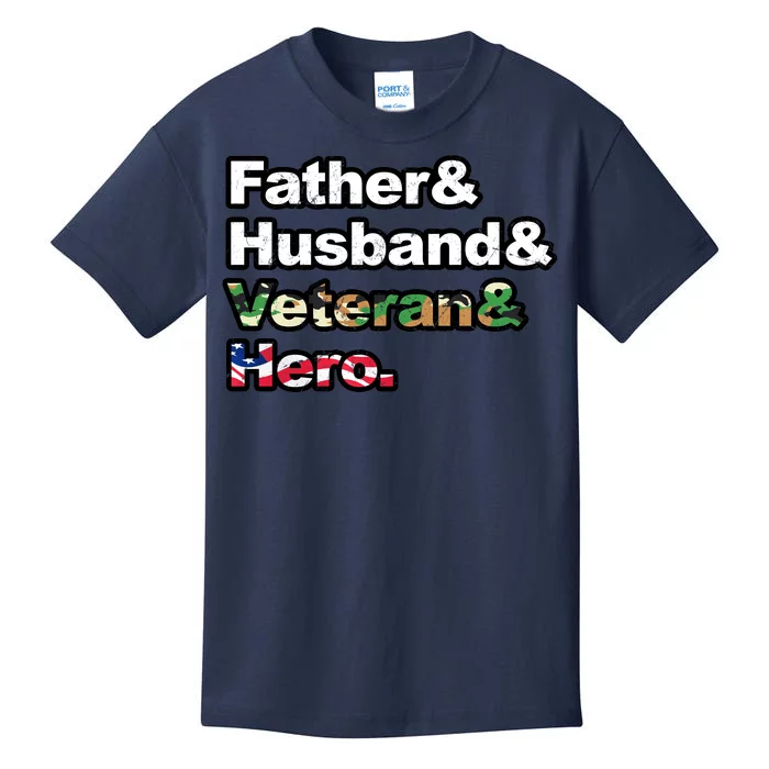 Father Husband Veteran Hero Kids T-Shirt