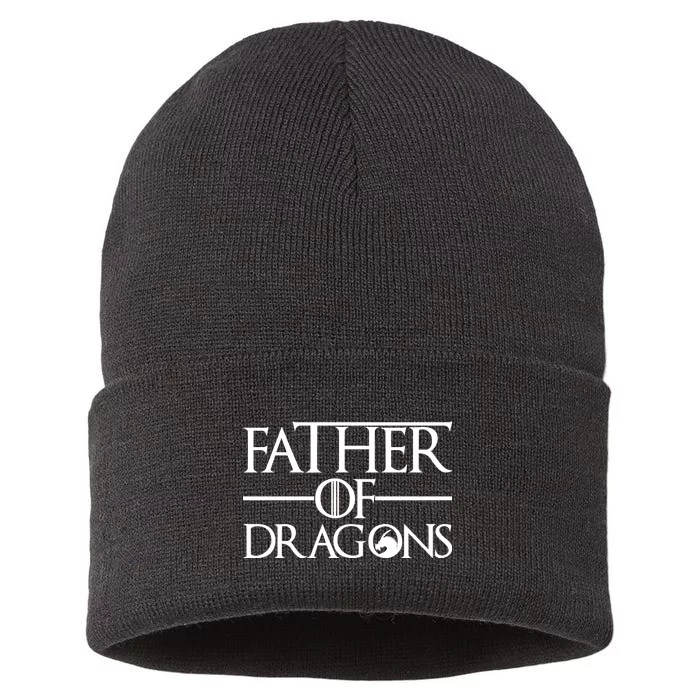 Father Of Dragons Funny Fathers Day Sustainable Knit Beanie