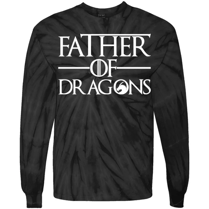 Father Of Dragons Funny Fathers Day Tie-Dye Long Sleeve Shirt