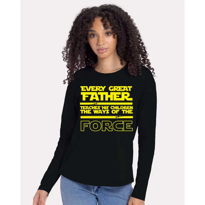 Father Teaches The Ways Of The Force Womens Cotton Relaxed Long Sleeve T-Shirt