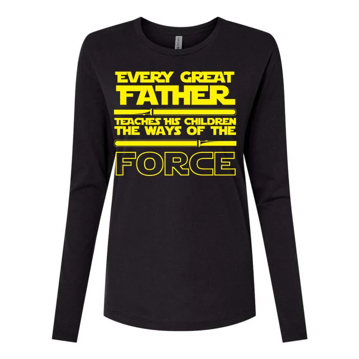 Father Teaches The Ways Of The Force Womens Cotton Relaxed Long Sleeve T-Shirt