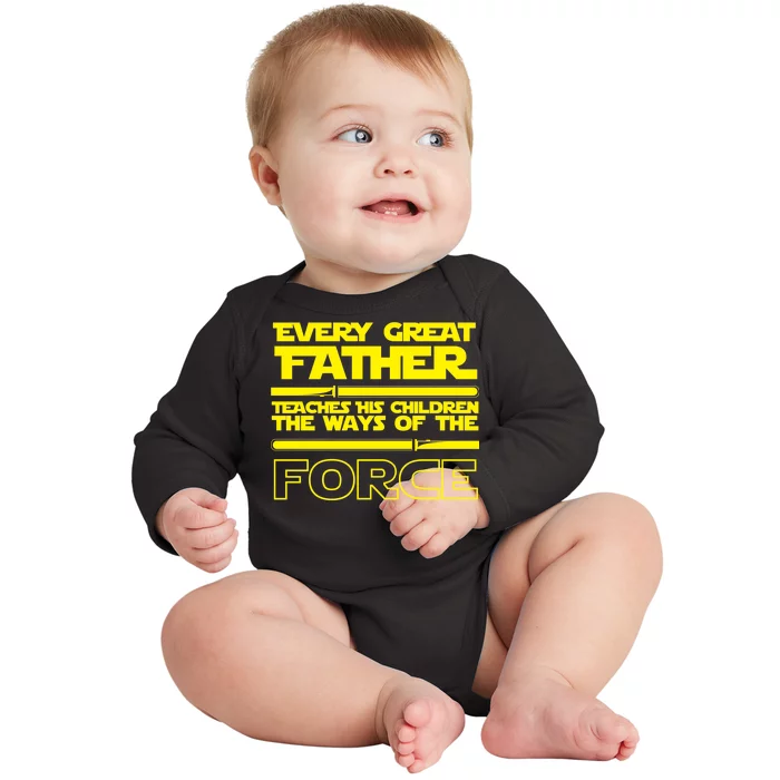 Father Teaches The Ways Of The Force Baby Long Sleeve Bodysuit