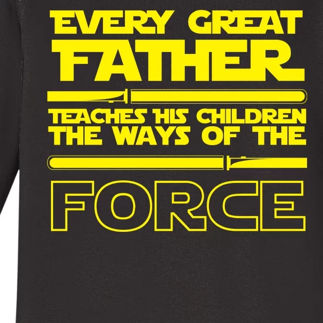 Father Teaches The Ways Of The Force Baby Long Sleeve Bodysuit