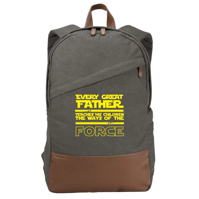 Father Teaches The Ways Of The Force Cotton Canvas Backpack