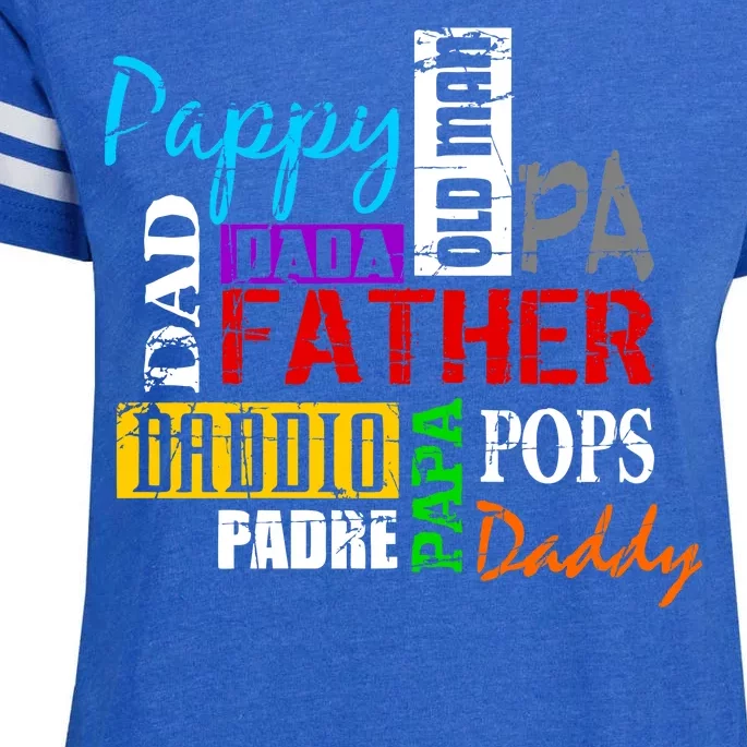 Father's Day Dad Daddy Papa Pops Names Enza Ladies Jersey Football T-Shirt