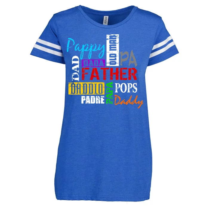 Father's Day Dad Daddy Papa Pops Names Enza Ladies Jersey Football T-Shirt