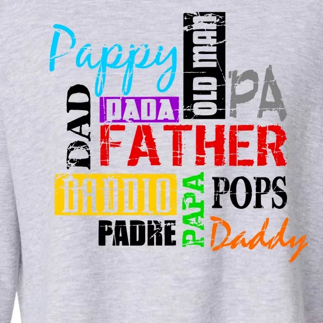 Father's Day Dad Daddy Papa Pops Names Cropped Pullover Crew