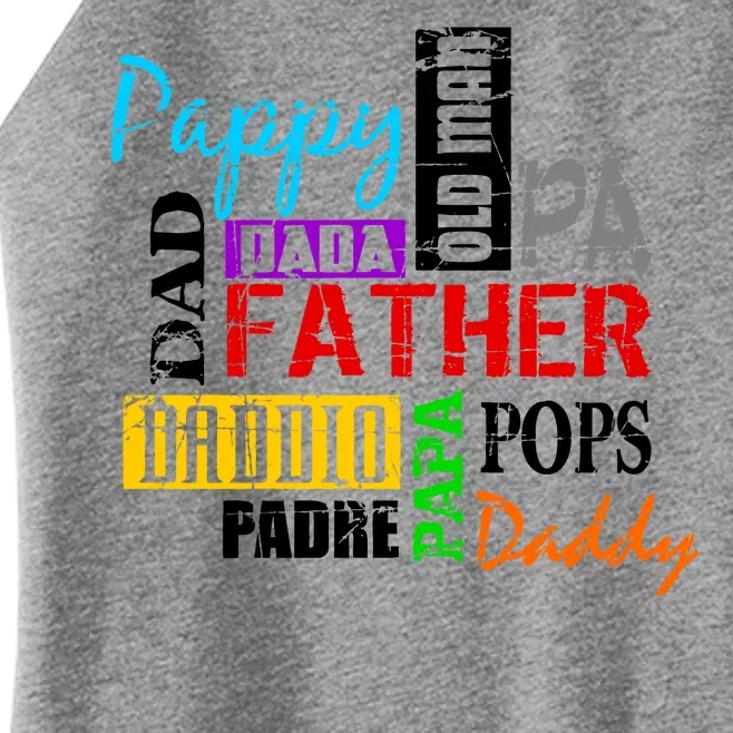 Father's Day Dad Daddy Papa Pops Names Women’s Perfect Tri Rocker Tank