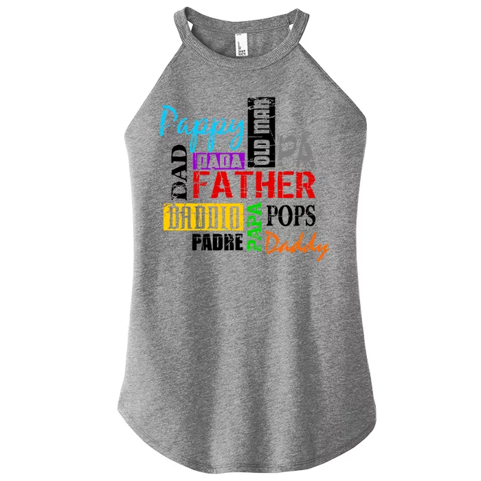 Father's Day Dad Daddy Papa Pops Names Women’s Perfect Tri Rocker Tank