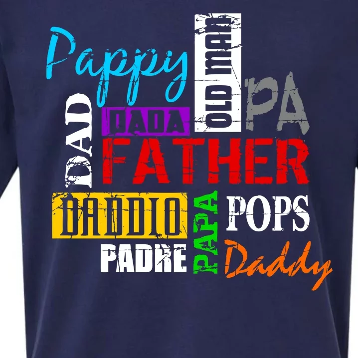 Father's Day Dad Daddy Papa Pops Names Sueded Cloud Jersey T-Shirt