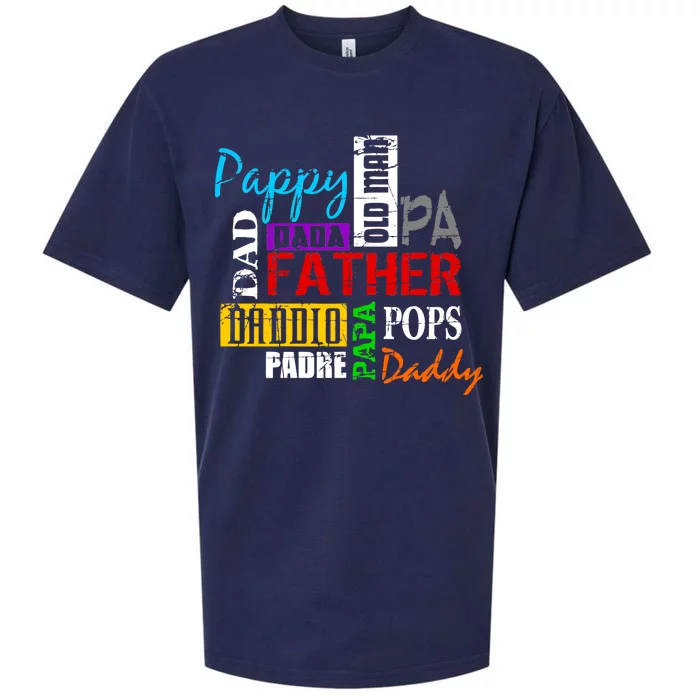 Father's Day Dad Daddy Papa Pops Names Sueded Cloud Jersey T-Shirt