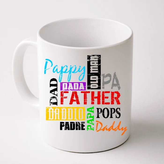 Father's Day Dad Daddy Papa Pops Names Front & Back Coffee Mug