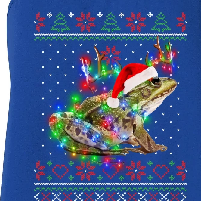 Frog Animal Ugly Sweater Christmas Puppy Animal Lover Funny Gift Women's Racerback Tank