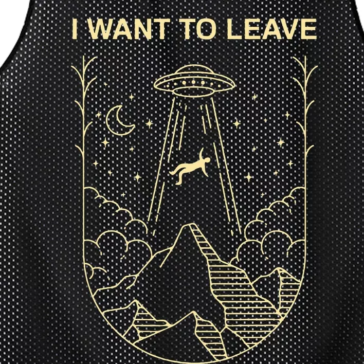 Funny Alien Ufo Extraterrestrial I Want To Leave Alien Lover Mesh Reversible Basketball Jersey Tank